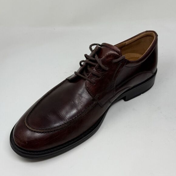 Ecco Helsinki Derby Shoes Mens 9 - 9.5 EU 43 Brown Leather Apron Toe Lace Up - Picture 7 of 14
